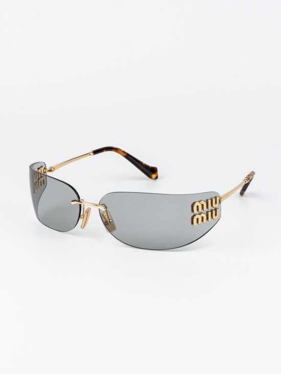 Miu Miu Women Sunglasses Gold Grey Rectangle Rimless MUA51S 5AK50K NEW AUTHENTIC main image 12